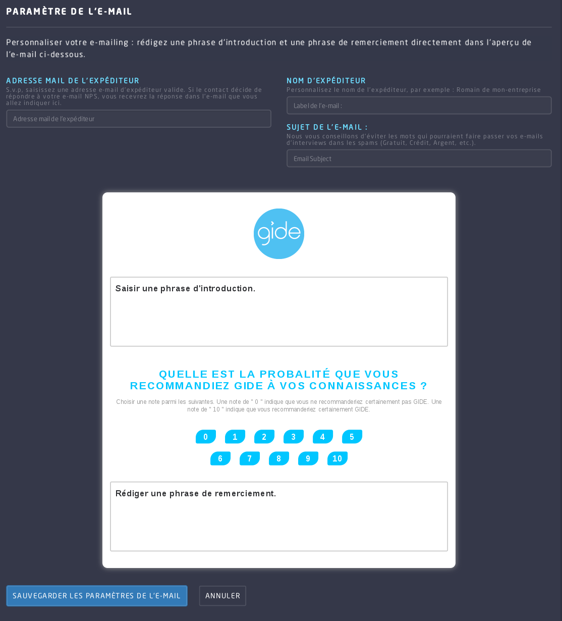 Email settings